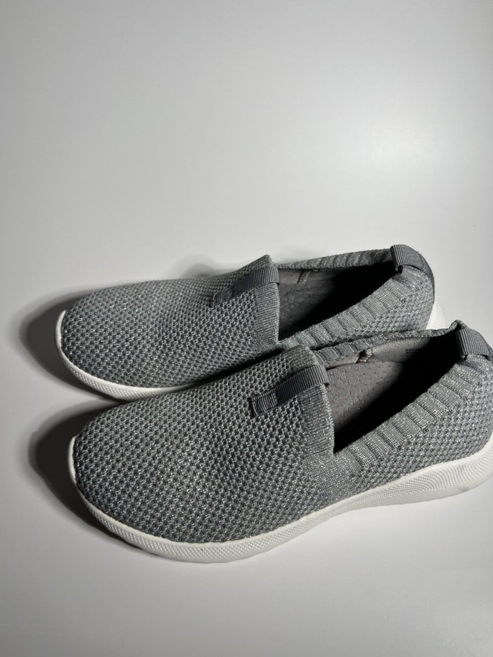 Aetrex Angie Gray White Knit Slip-On Sneakers Women’s Size 7 Comfort Shoes - Picture 10 of 13